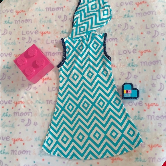 Chevron pattern teal and white tank dress. - Picture 2 of 3